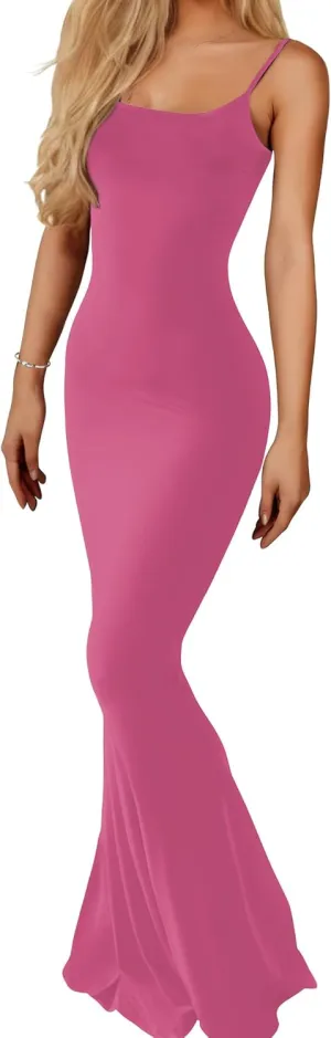 Buauty Womens Summer Dress Bodycon Maxi Dress Sleeveless Casual Long Dresses 2025 Spaghetti Strap Slip Elegant Evening Party