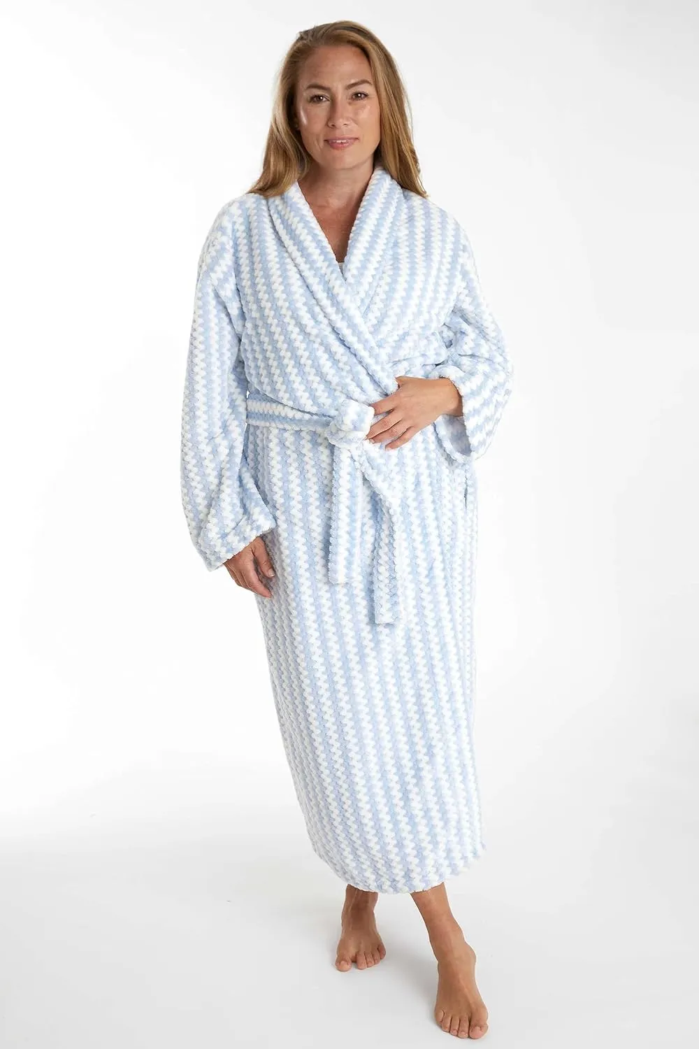 Bubble Stripe Fleece Robe, Multiple Sizes, Multiple Colors, Solid Pattern