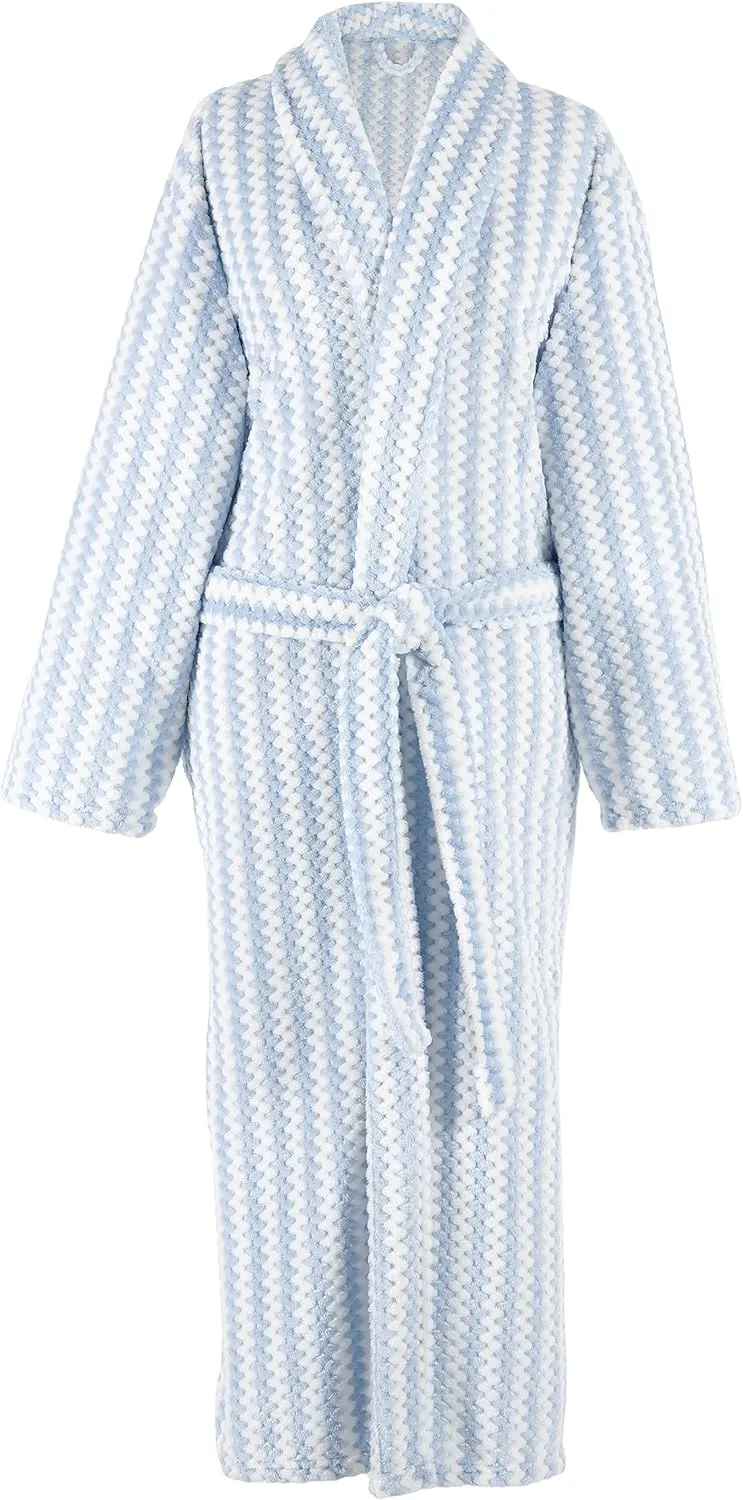 Bubble Stripe Fleece Robe, Multiple Sizes, Multiple Colors, Solid Pattern