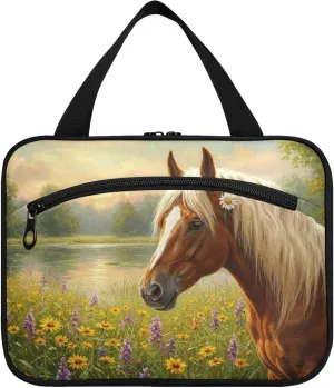 Burbuja Landscape with Horse Travel Toiletry Bag for Women, Hanging Waterproof Toiletry Bag Cosmetic Organizer for Toiletries Accessories, M