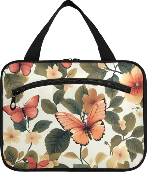 Burbuja Vibrant Floral Butterflies Travel Toiletry Bag for Women, Hanging Waterproof Toiletry Bag Cosmetic Organizer for Toiletries Accessories, M