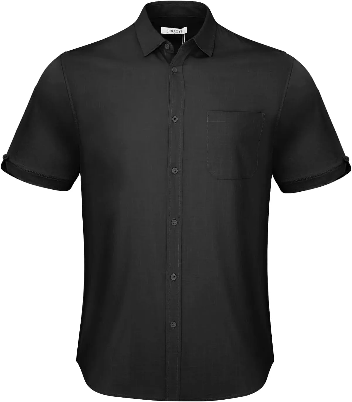 Button Down Short Sleeve Linen Shirts for Men Summer Casual Cotton Spread Collar Beach Shirts