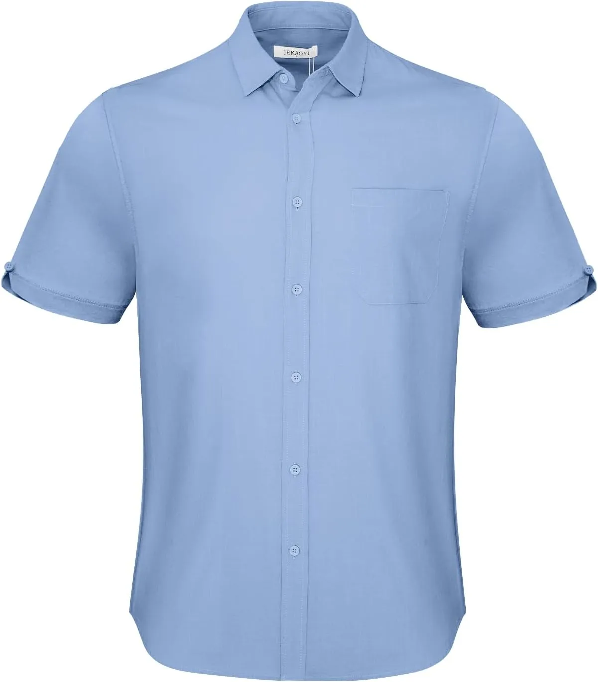Button Down Short Sleeve Linen Shirts for Men Summer Casual Cotton Spread Collar Beach Shirts