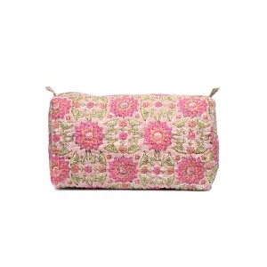 CALENDULA JAAL BLOCK PRINT QUILTED TOILETRY POUCH