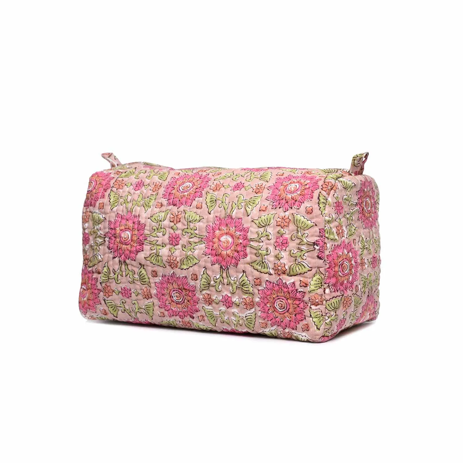 CALENDULA JAAL BLOCK PRINT QUILTED TOILETRY POUCH