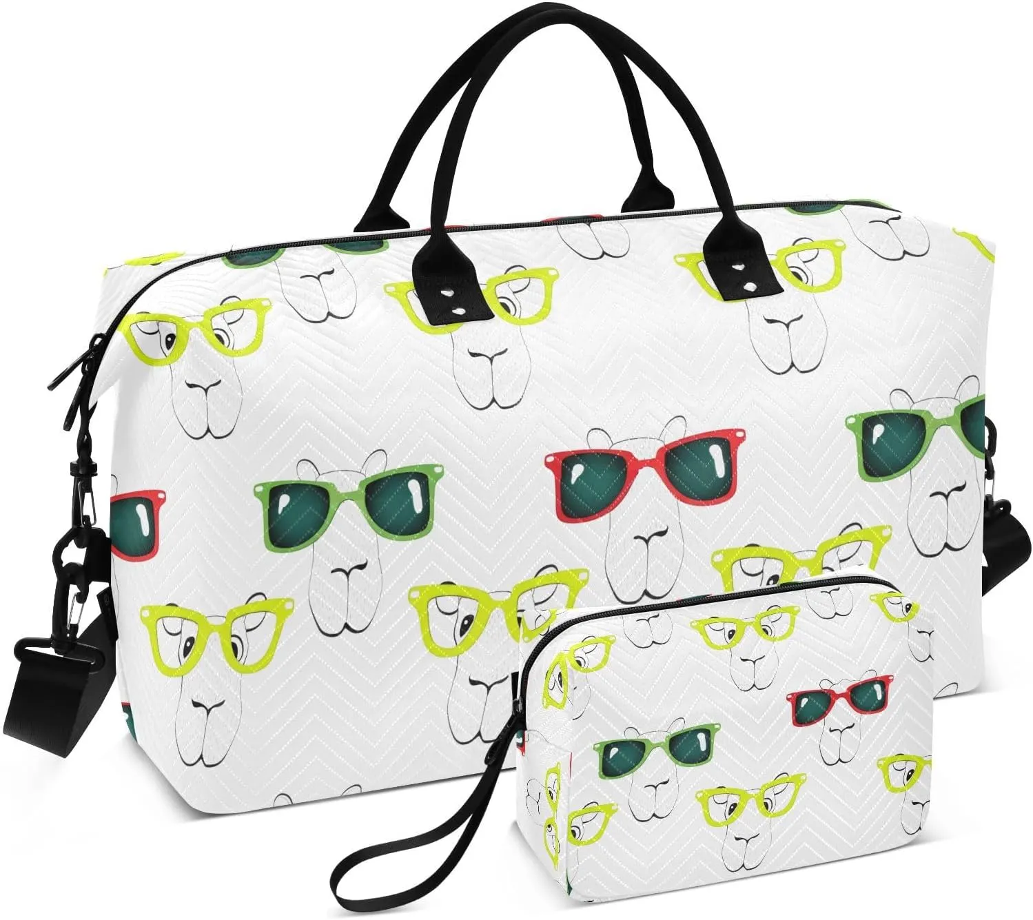 Camel Glasses White Sports Gym Bag for Women Men Travel Duffel Bag Weekend Overnight Carry on Bag with Toiletry Bag Air Travel Bag for Swimming Yoga Workout Hospital Plane