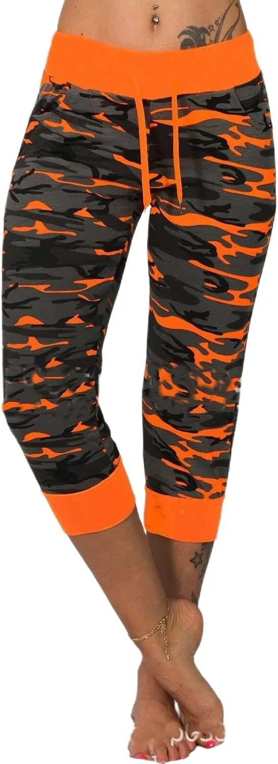 Camouflage Sweatpants for Women Drawstring Capris Summer Casual Comfy Workout High Waisted Sport Pants Yoga Pants