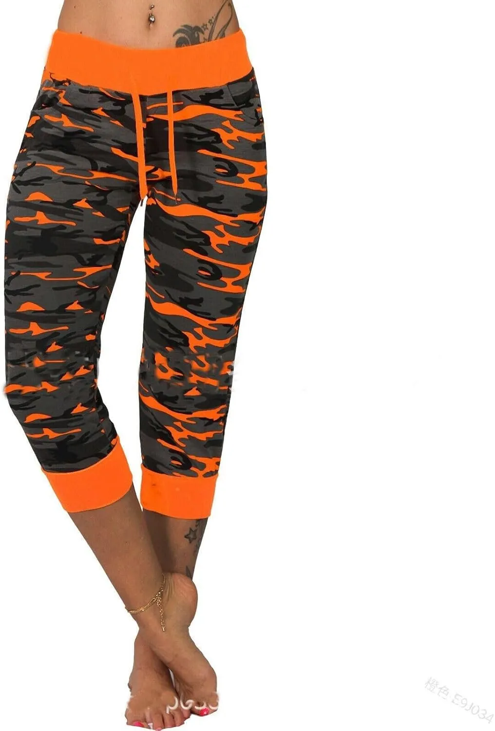 Camouflage Sweatpants for Women Drawstring Capris Summer Casual Comfy Workout High Waisted Sport Pants Yoga Pants