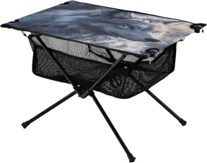 Camping Table Lightweight Portable Folding Table with Mesh Storage Net Silver Gray Wolf Ideal for Camping Hiking Beach Picnic Travel Backyard