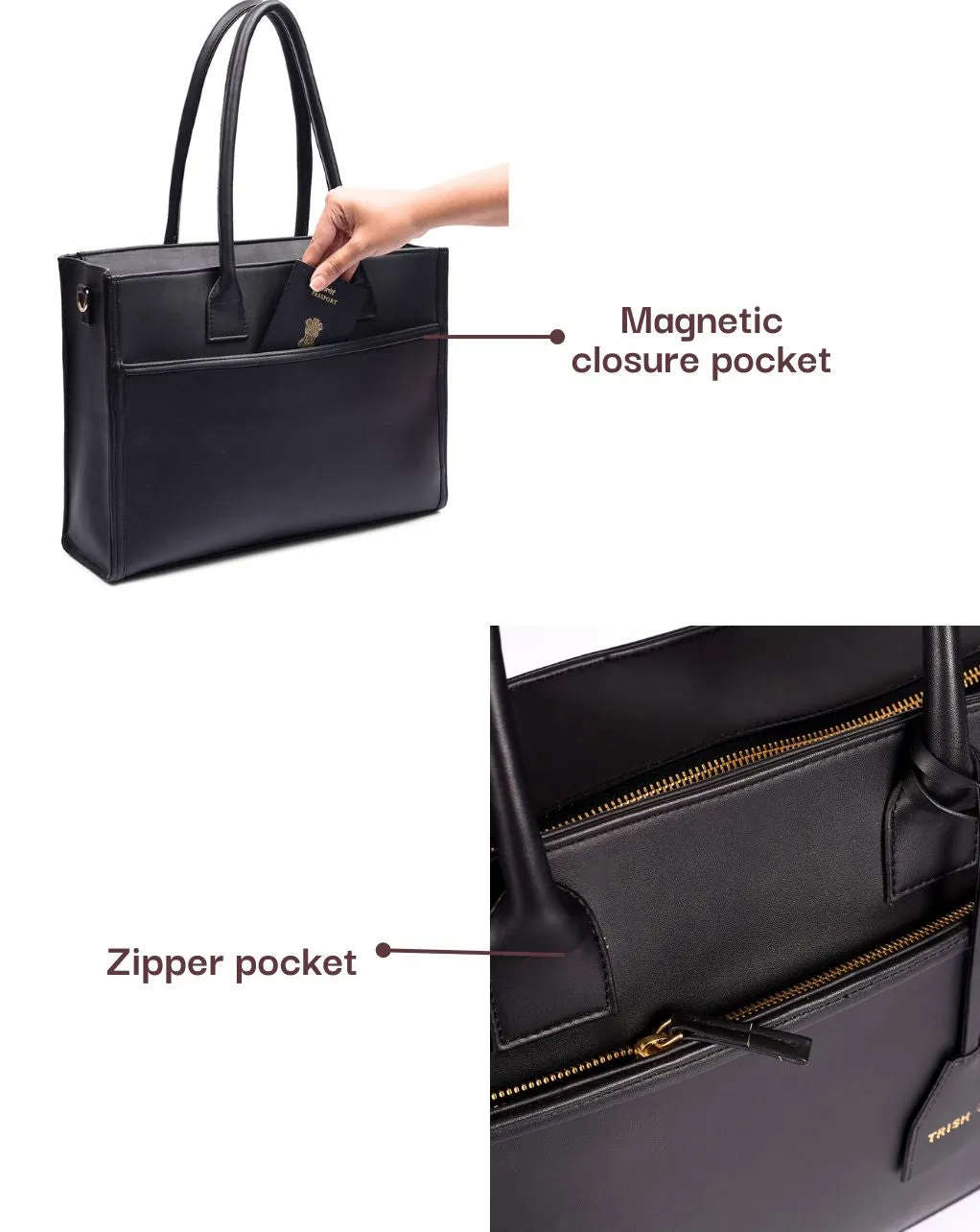 CANDICE LUXURY TOTE | ALL BLACK | MEDIUM
