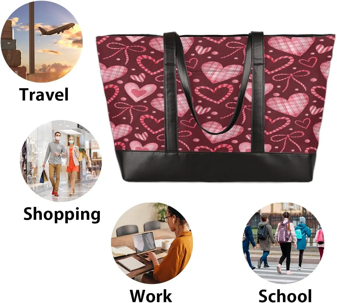 Canvas Laptop Tote Bag for Women Animal Tree Black 15.6 Inch Large Capacity Computer Bag