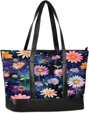 Canvas Laptop Tote Bag for Women Education Book Bookshelf Retro 15.6 Inch Large Capacity Computer Bag
