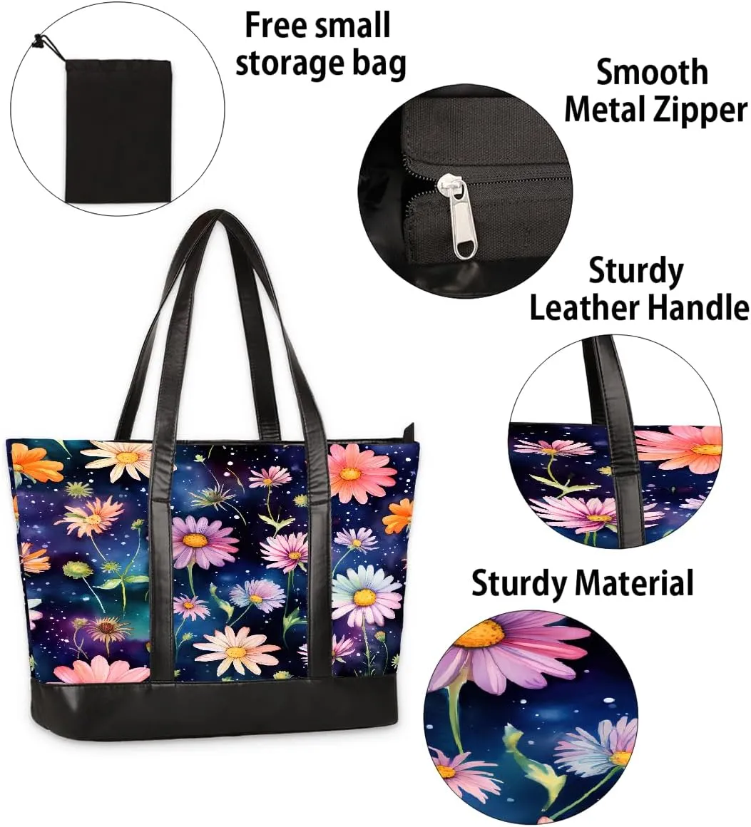 Canvas Laptop Tote Bag for Women Education Book Bookshelf Retro 15.6 Inch Large Capacity Computer Bag