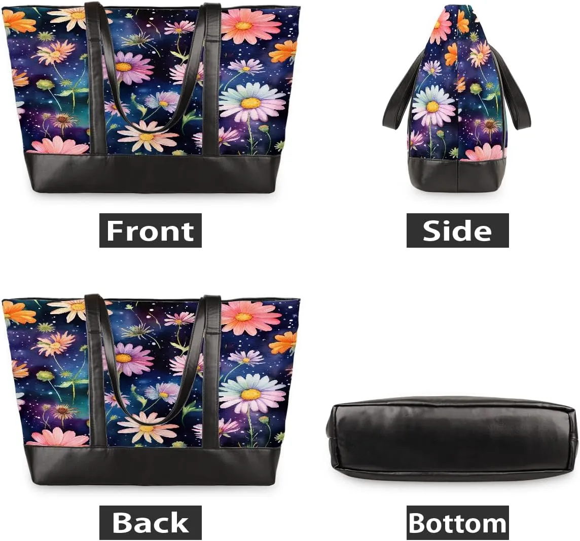 Canvas Laptop Tote Bag for Women Education Book Bookshelf Retro 15.6 Inch Large Capacity Computer Bag