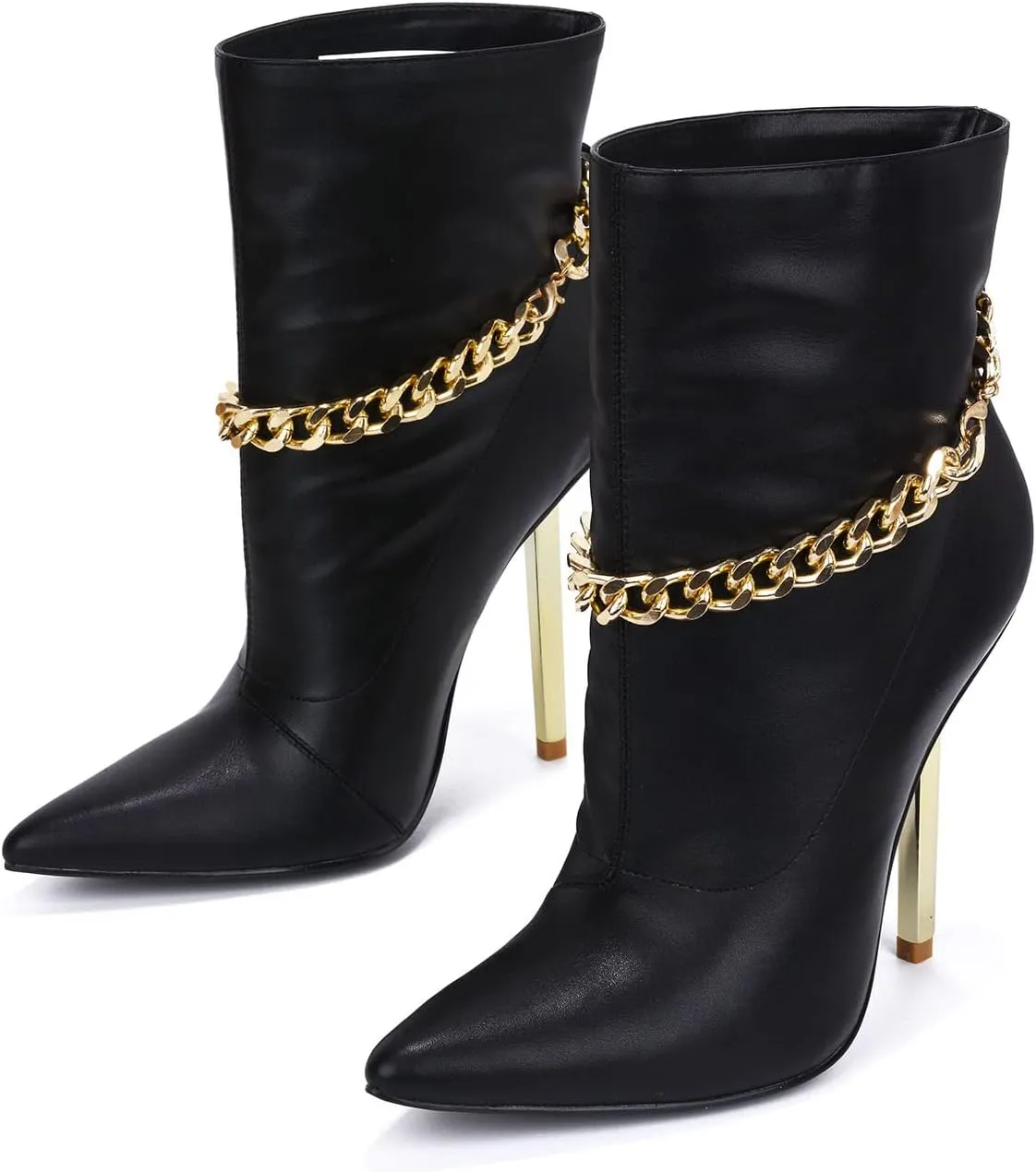 Cape Robbin Joelle Sexy Stiletto Slide On Booties for Women, Pointed Toe Women's Ankle Boots with Links