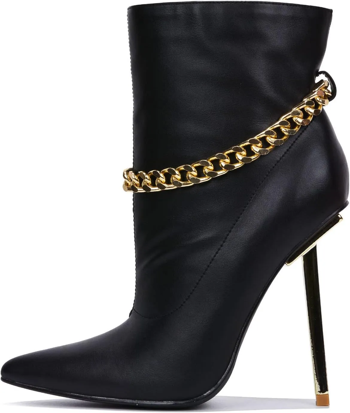 Cape Robbin Joelle Sexy Stiletto Slide On Booties for Women, Pointed Toe Women's Ankle Boots with Links