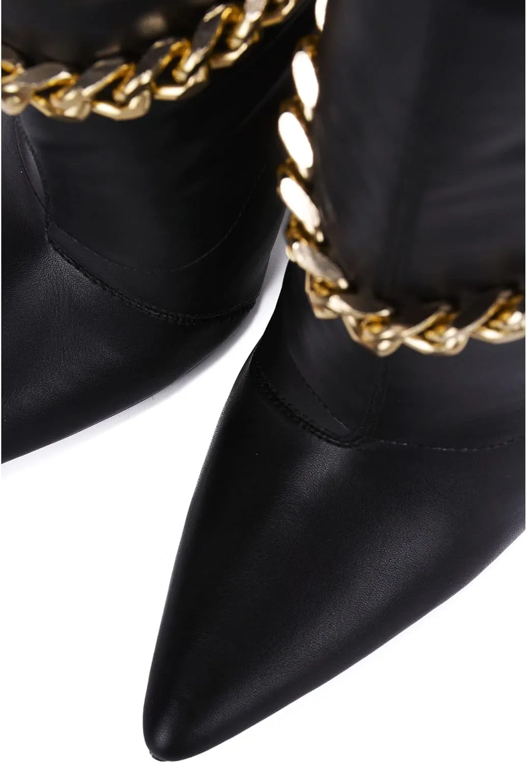 Cape Robbin Joelle Sexy Stiletto Slide On Booties for Women, Pointed Toe Women's Ankle Boots with Links