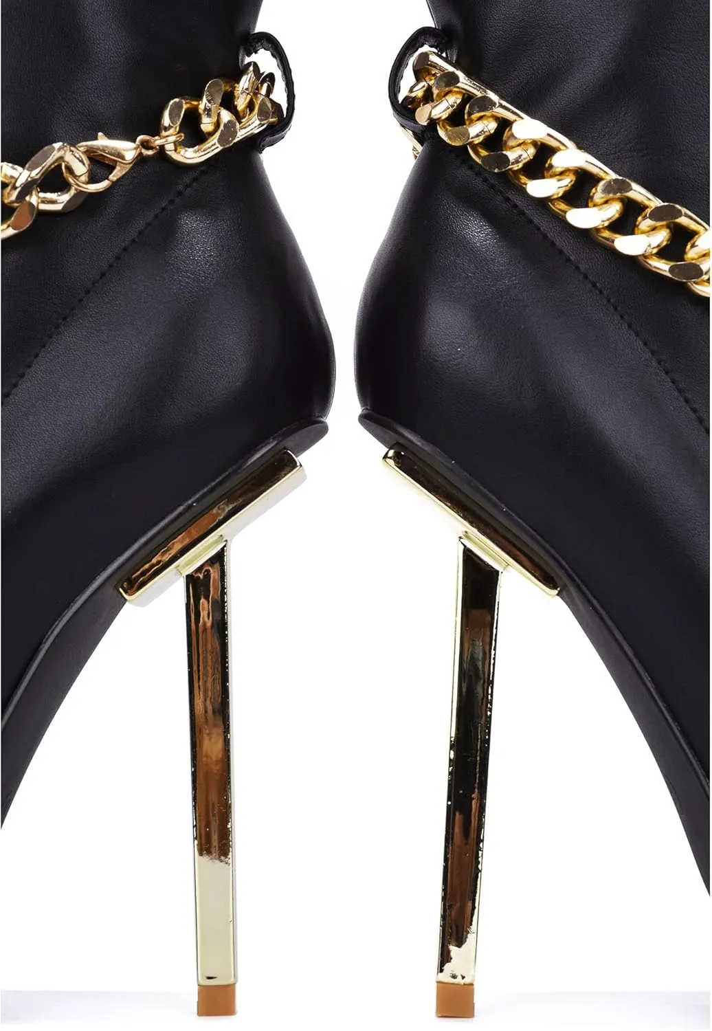 Cape Robbin Joelle Sexy Stiletto Slide On Booties for Women, Pointed Toe Women's Ankle Boots with Links