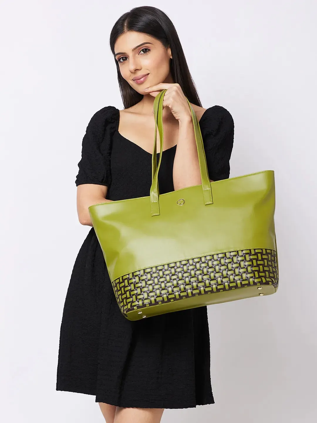 Caprese Zeta Large Olive Laptop Tote