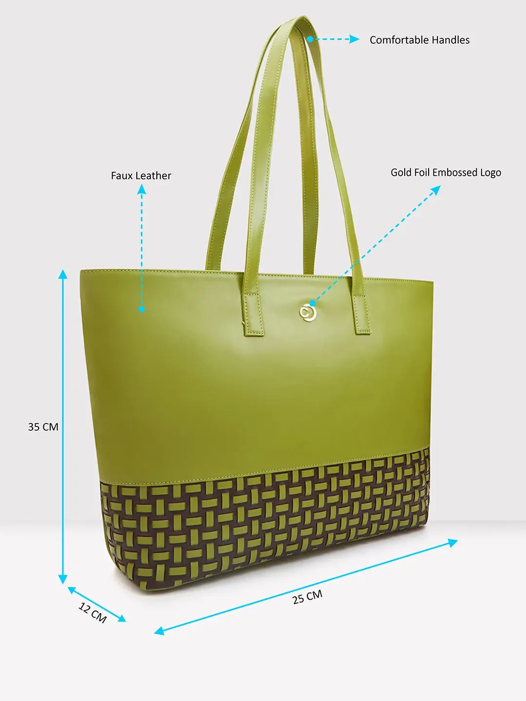 Caprese Zeta Large Olive Laptop Tote