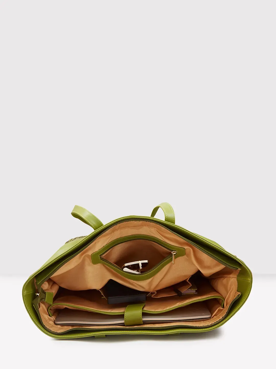 Caprese Zeta Large Olive Laptop Tote
