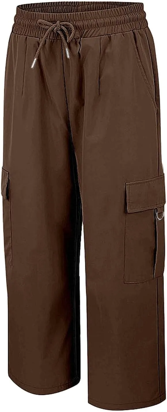 Cargo Capris for Women with Pocket Summer Mid Rise Lightweight Elastic Waist Capri Stretchy Tavel Hiking Pant