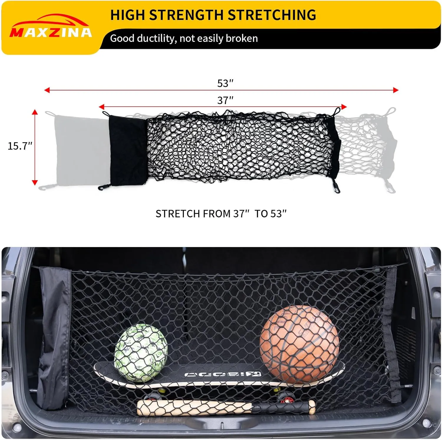 Cargo Net Compatible with 2013-2025 Nissan Pathfinder Truck Bed Cargo Net 3.05'×1.31' Double Layer Envelope Style Dense Mesh Trunk Organizer for 2024 Pathfinder Exterior Accessories