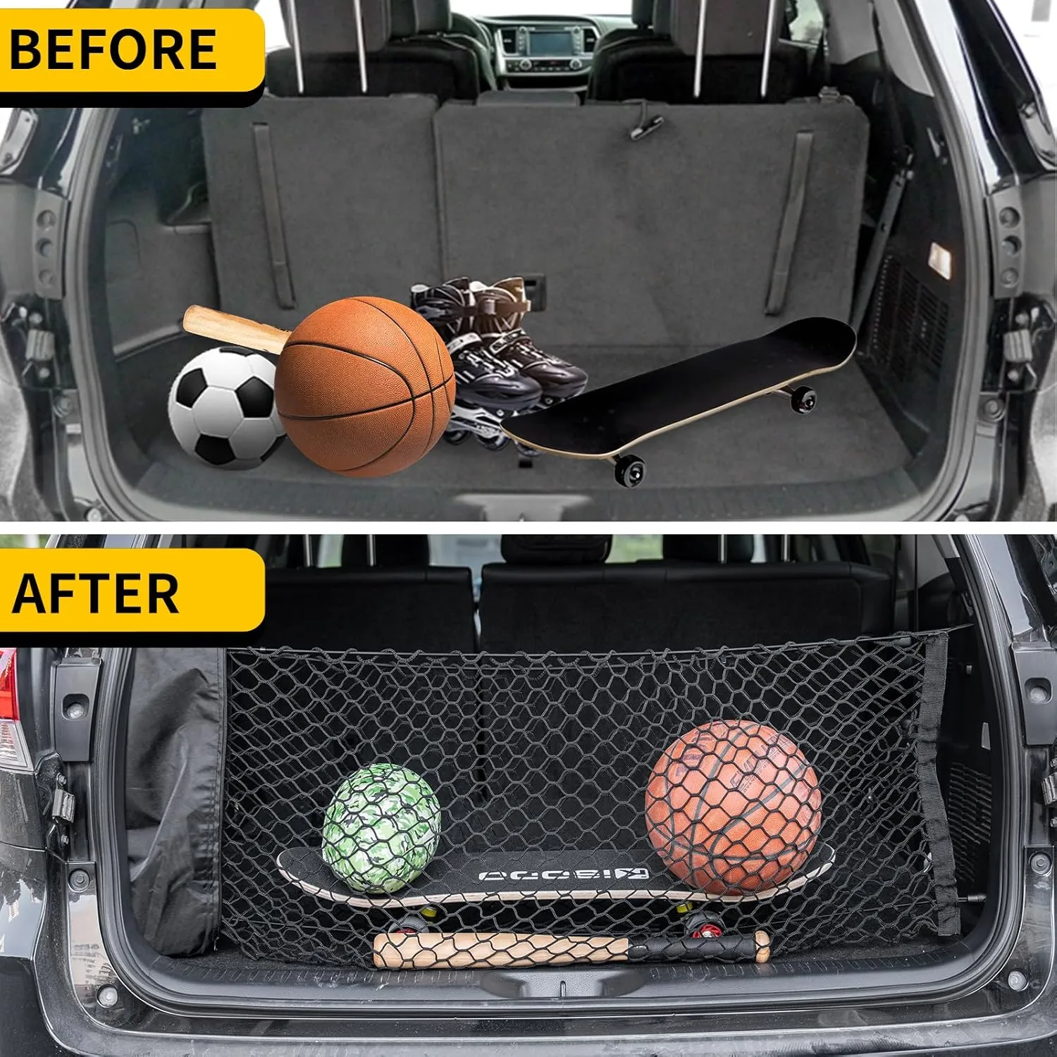 Cargo Net Compatible with 2013-2025 Nissan Pathfinder Truck Bed Cargo Net 3.05'×1.31' Double Layer Envelope Style Dense Mesh Trunk Organizer for 2024 Pathfinder Exterior Accessories