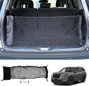 Cargo Net Compatible with 2013-2025 Nissan Pathfinder Truck Bed Cargo Net 3.05'×1.31' Double Layer Envelope Style Dense Mesh Trunk Organizer for 2024 Pathfinder Exterior Accessories