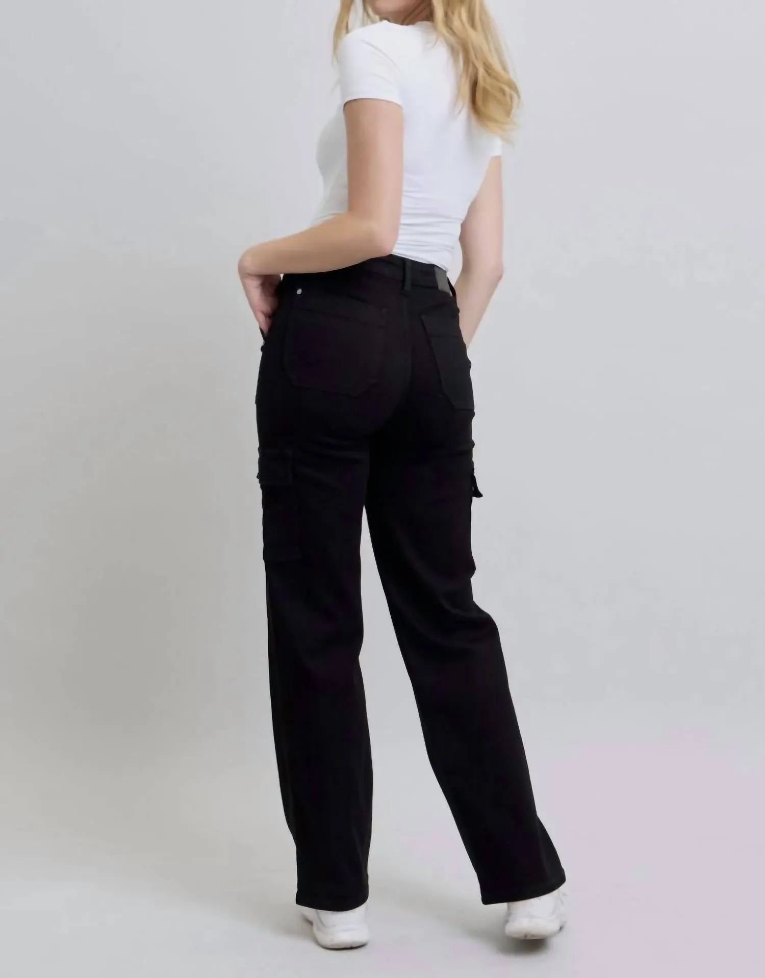 Cargo Wide Leg Jeans In Black