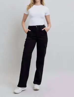 Cargo Wide Leg Jeans In Black
