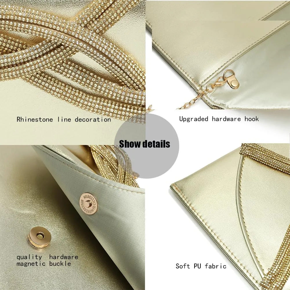 CARIEDO Women's Evening Bag Elegant Clutch Delicate PU Leather Flap Handbag Prom Wedding Party
