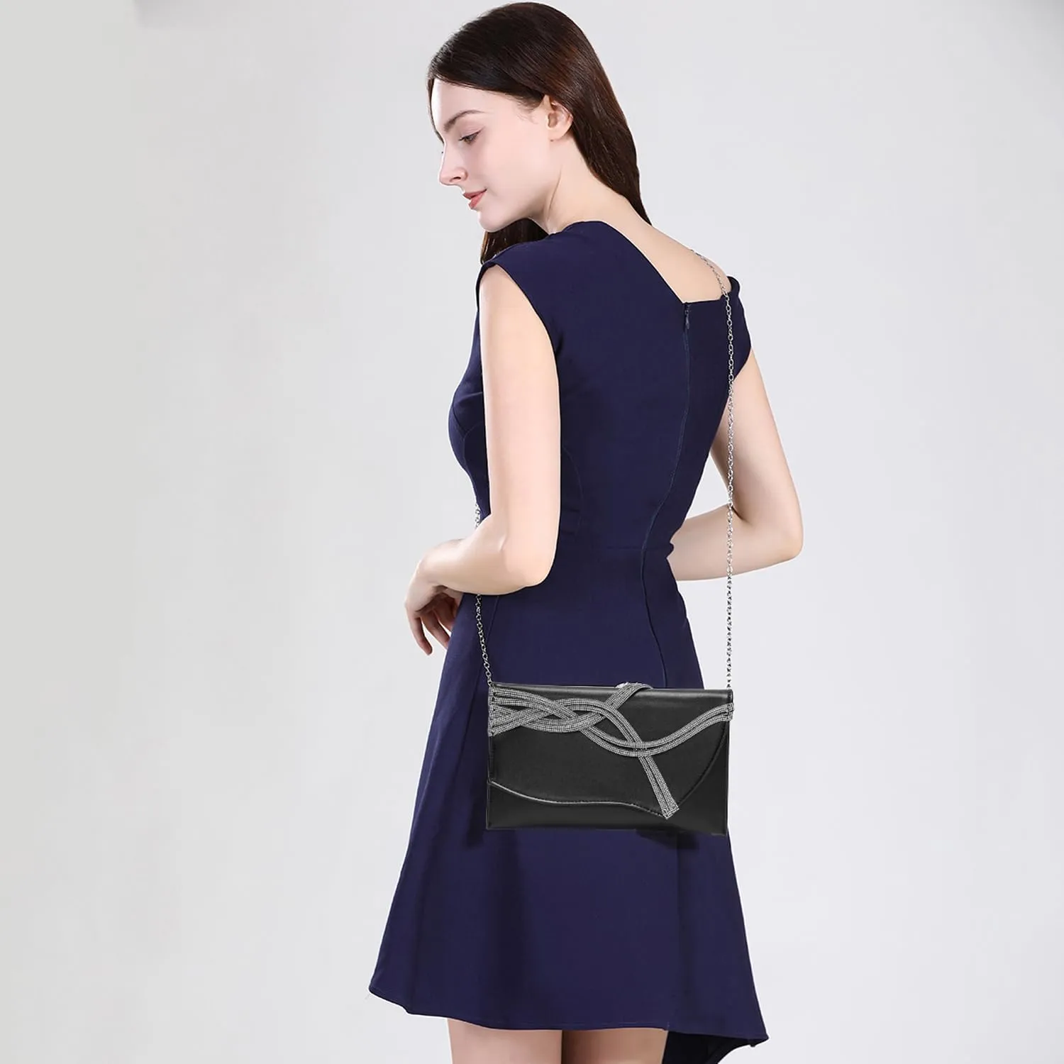 CARIEDO Women's Evening Bag Elegant Clutch Delicate PU Leather Flap Handbag Prom Wedding Party