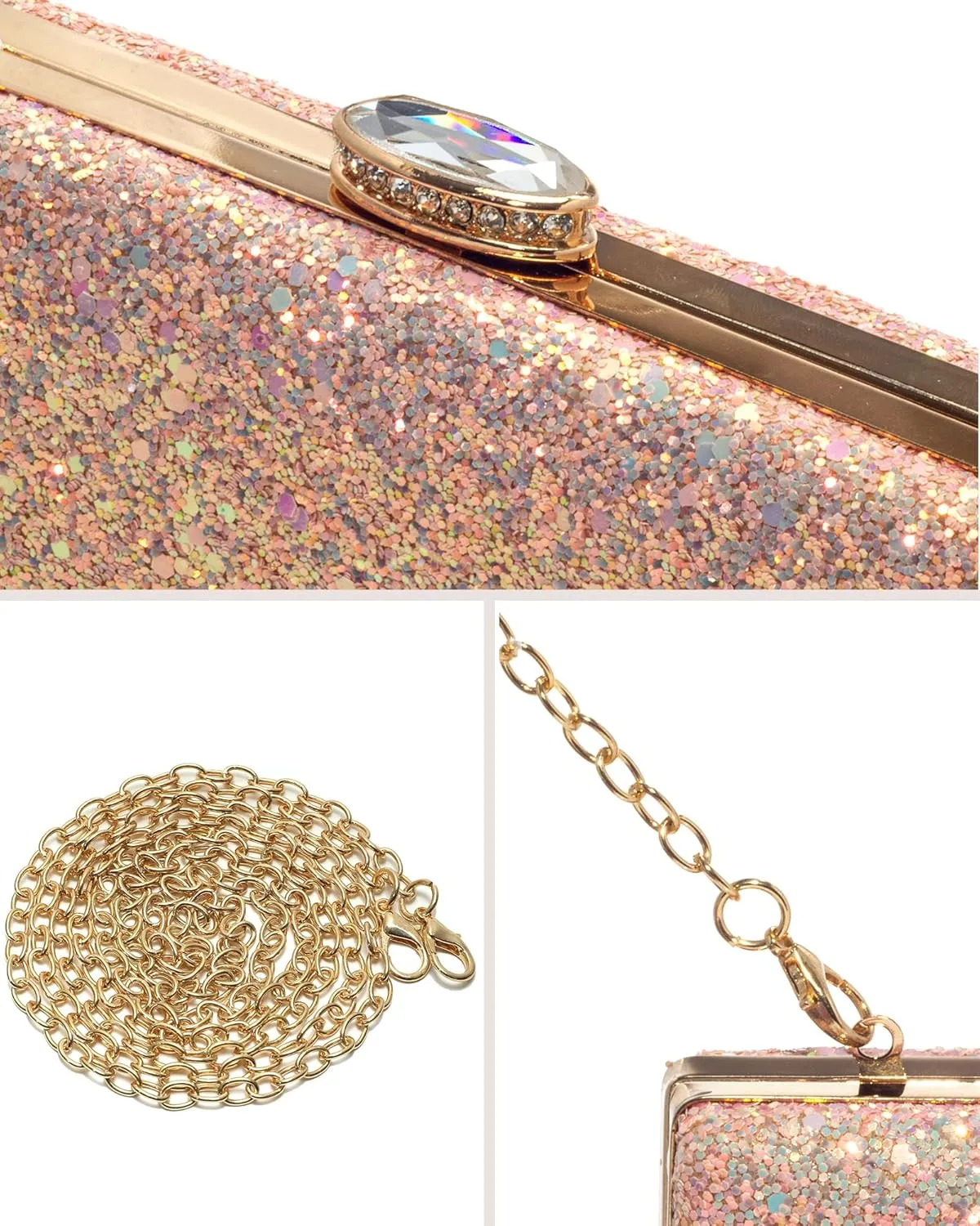 CARIEDO Women's Evening Bag Elegant Clutch Sophisticated Diamond Handbag Prom Wedding Party
