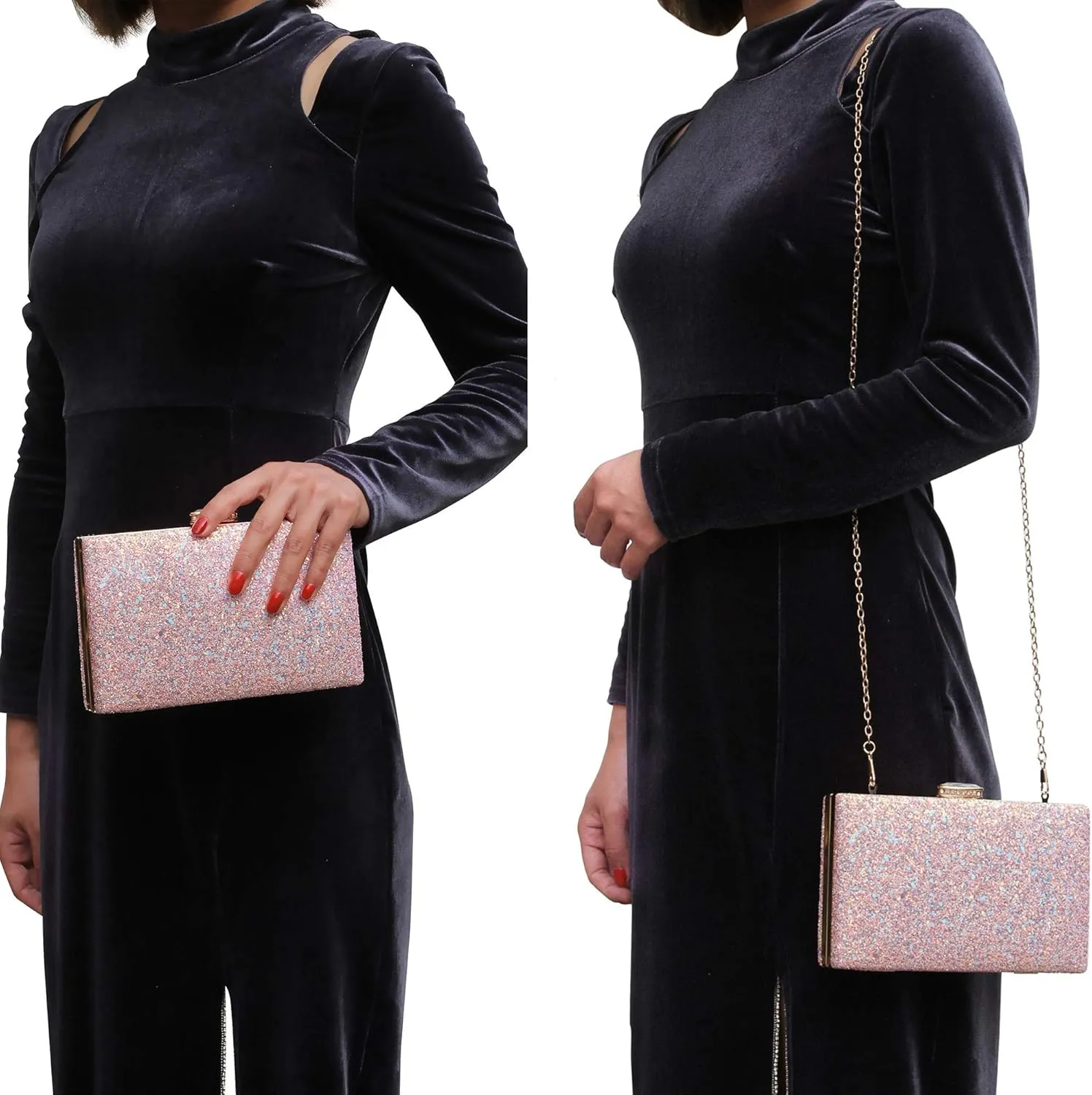 CARIEDO Women's Evening Bag Elegant Clutch Sophisticated Diamond Handbag Prom Wedding Party