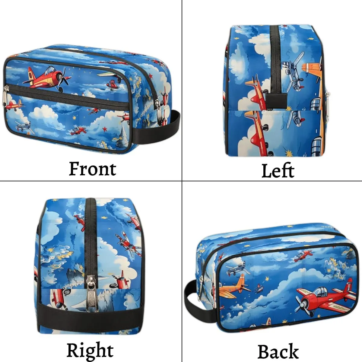 Cartoon Airplane Travel Toiletry Bag for Women Men, Airplane Painted Water-resistant Shaving Bag Hanging Dopp Kit Cosmetic Organizer Makeup Bag for Toiletries Accessories