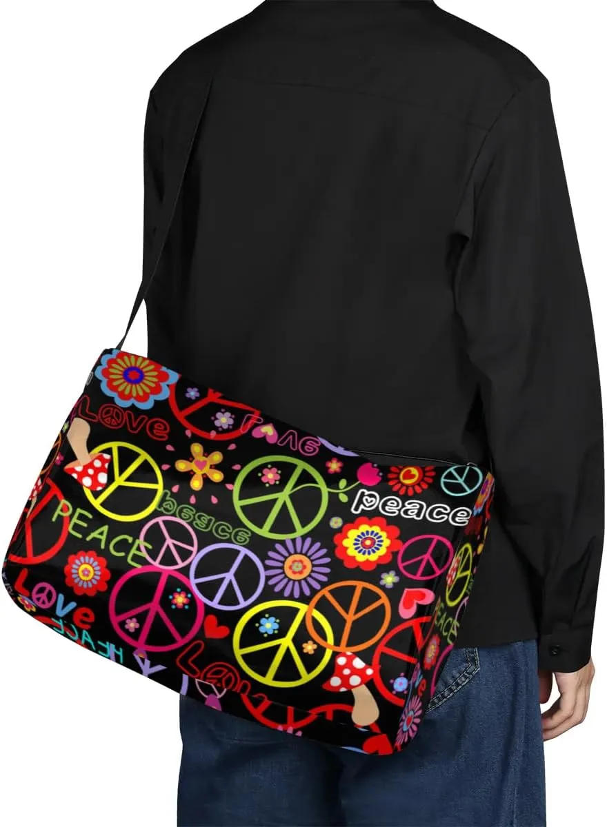 Cartoon Peace Prints Small Gym Bag for Men Women Workout Sport Duffle Bag Waterproof Weekender Overnight Bag Lightweight Carry on Tote Bag Crossbody Shoulder Travel Bag for Swim Yoge Dance