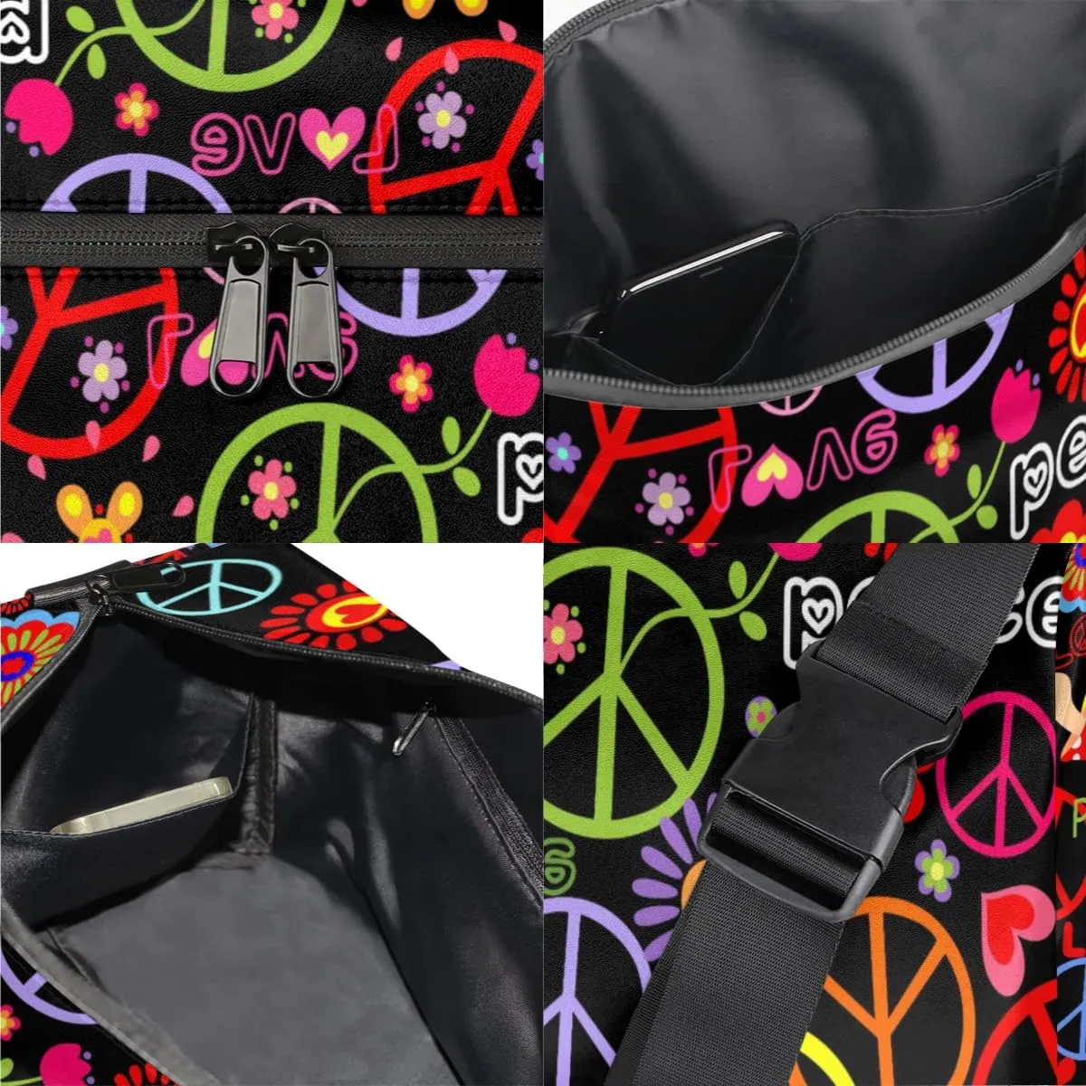 Cartoon Peace Prints Small Gym Bag for Men Women Workout Sport Duffle Bag Waterproof Weekender Overnight Bag Lightweight Carry on Tote Bag Crossbody Shoulder Travel Bag for Swim Yoge Dance