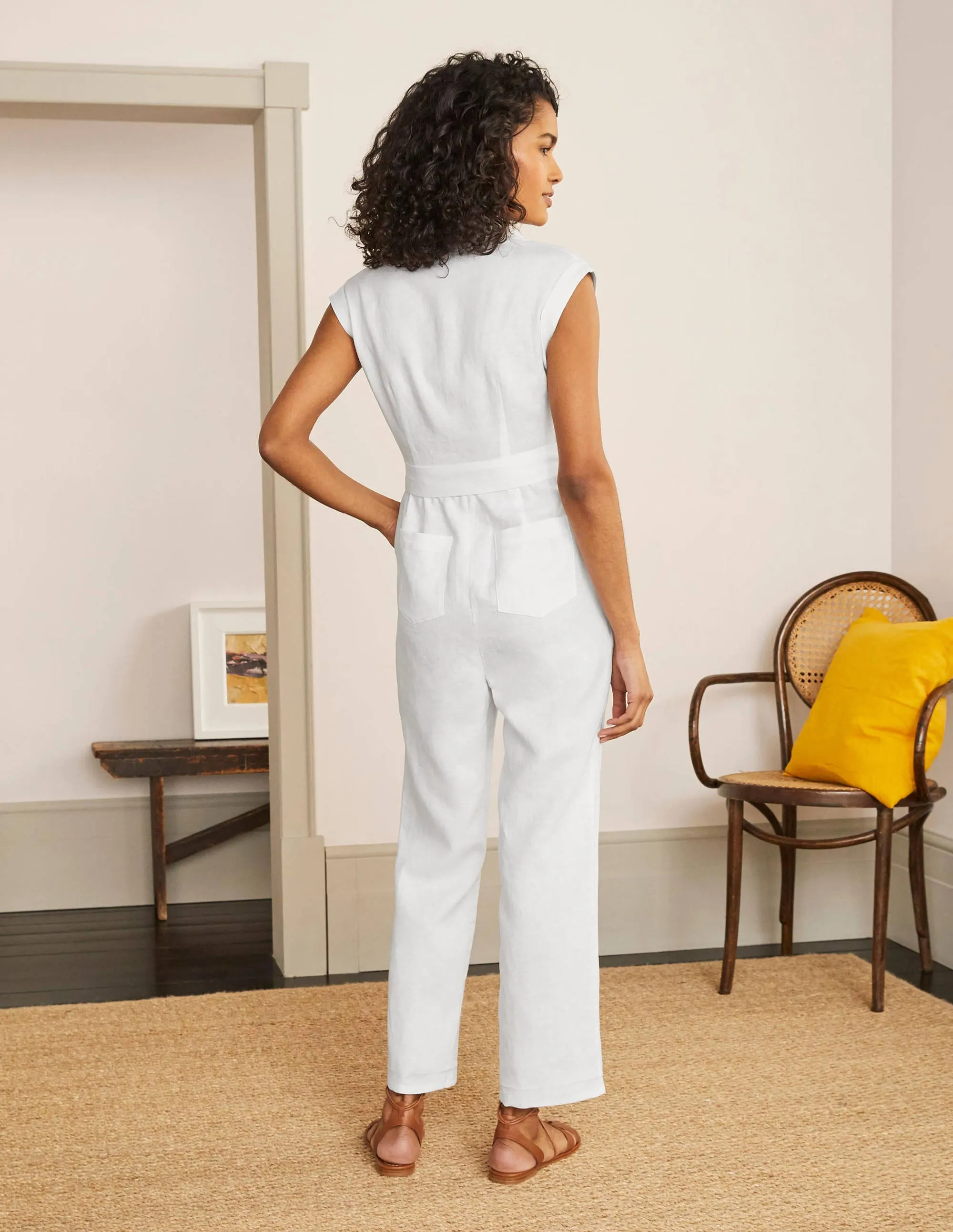 Catriona Linen Jumpsuit-White