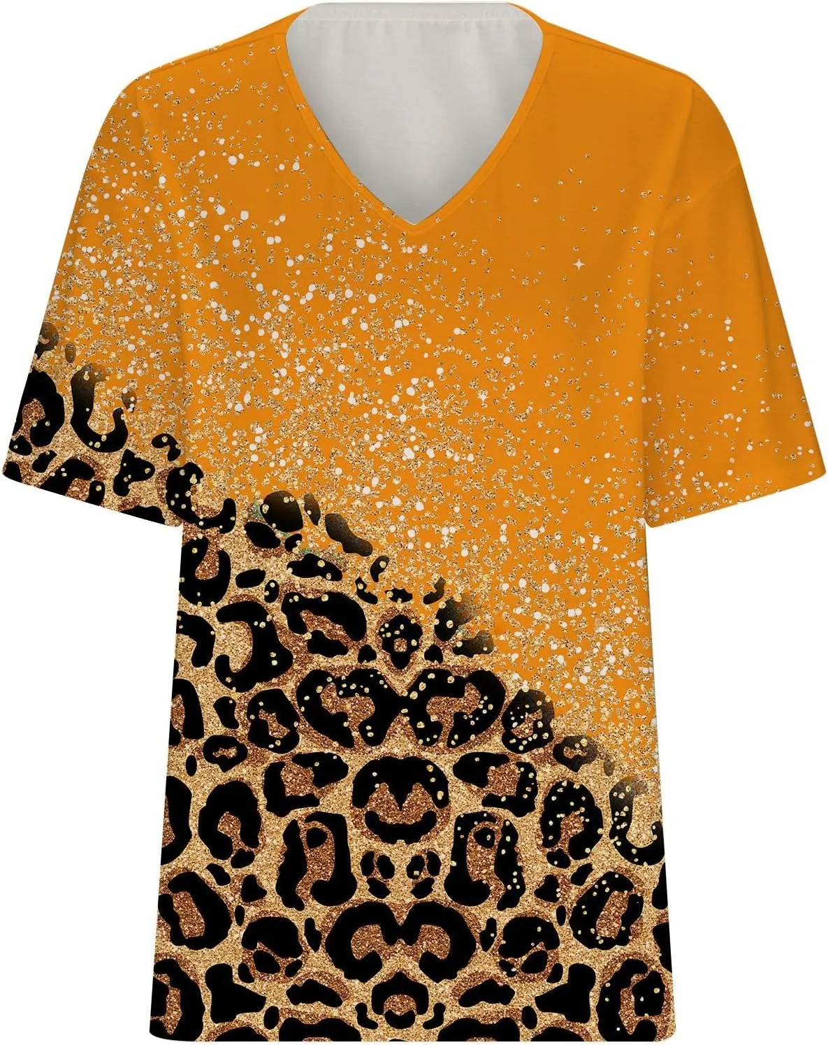 Ceboyel Womens Leopard Print Summer Blouse V Neck Tunic T Shirts Short Sleeve Casual Loose Tee Tops Flowy Ladies Outfits 2023