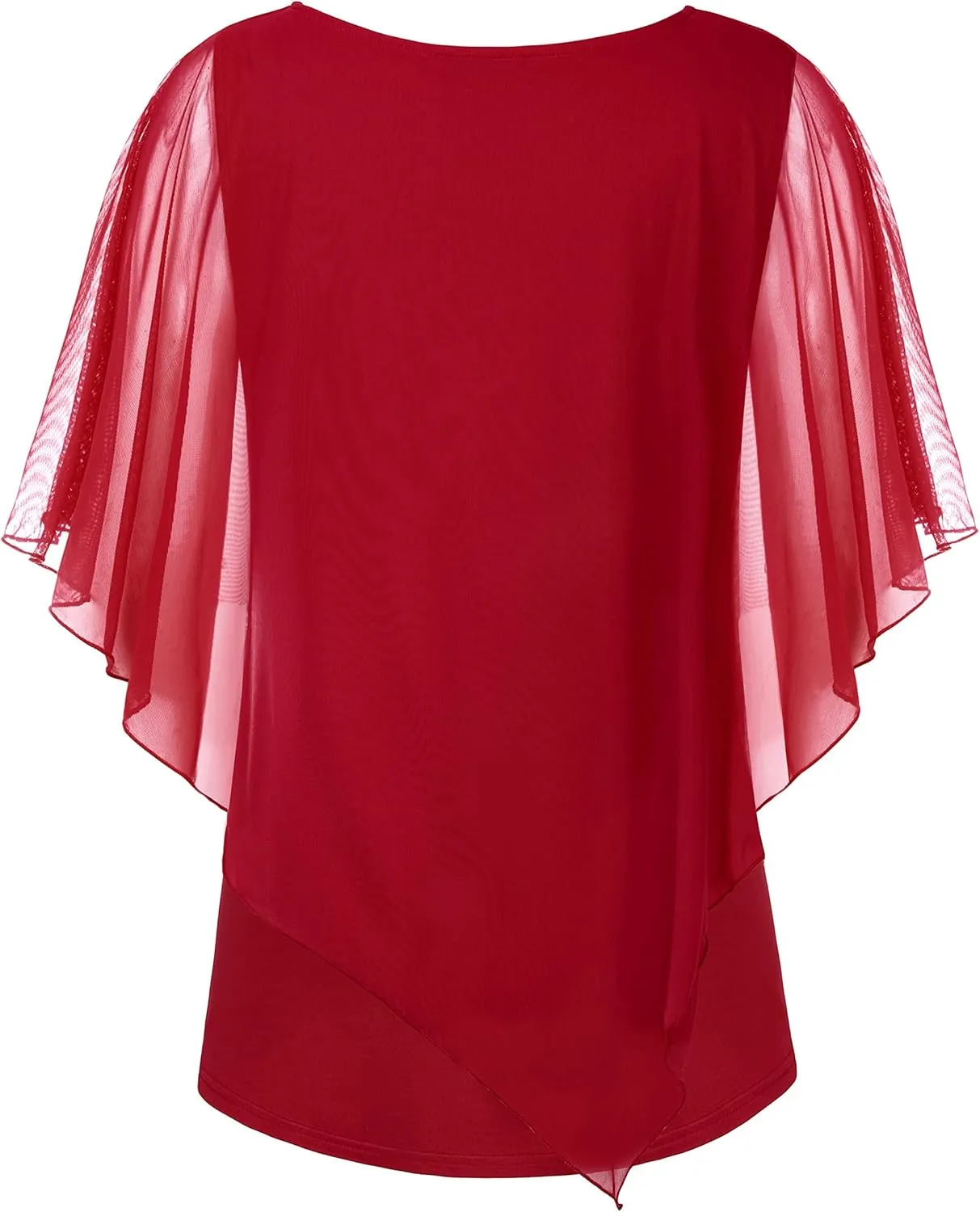 Cestyle Womens Flowy Blouses Dressy Casual Shirts Lightweight Mesh Poncho Tops