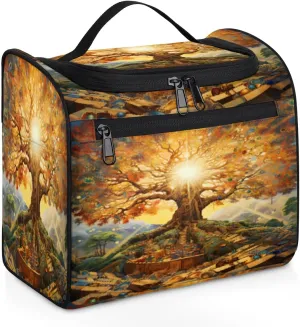 cfpolar Abstract Prosperous Tree Toiletry Bag for Women, Hanging Travel Toiletry Bag, Water-resistant Cosmetic Makeup Organizer for Toiletries and Cosmetics, Bathroom Shower Bag with Handle and Hook