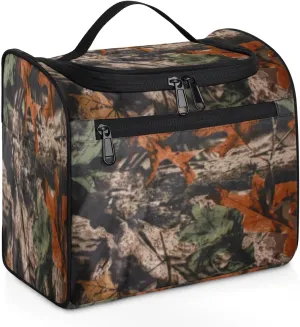 cfpolar Forest Tree Camouflage Camo Hanging Travel Toiletry Bag for Women Men, Waterproof Makeup Organizer Bag with Compartments, Portable Bathroom Cosmetic Storage Bag Case Pouch Holder