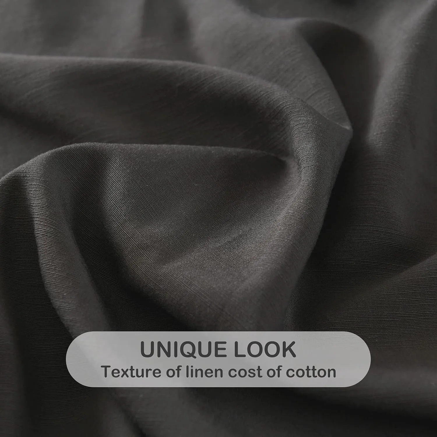Charcoal Grey Linen-Textured Bed Sheets Set, Bamboo Rayon, Cotton, Linen Blend Bed Sheets Cal King Size, Soft Cool & Breathable for Hot Sleepers,Natural Organic Bed 15'' Deep Pocket - 4 Piece