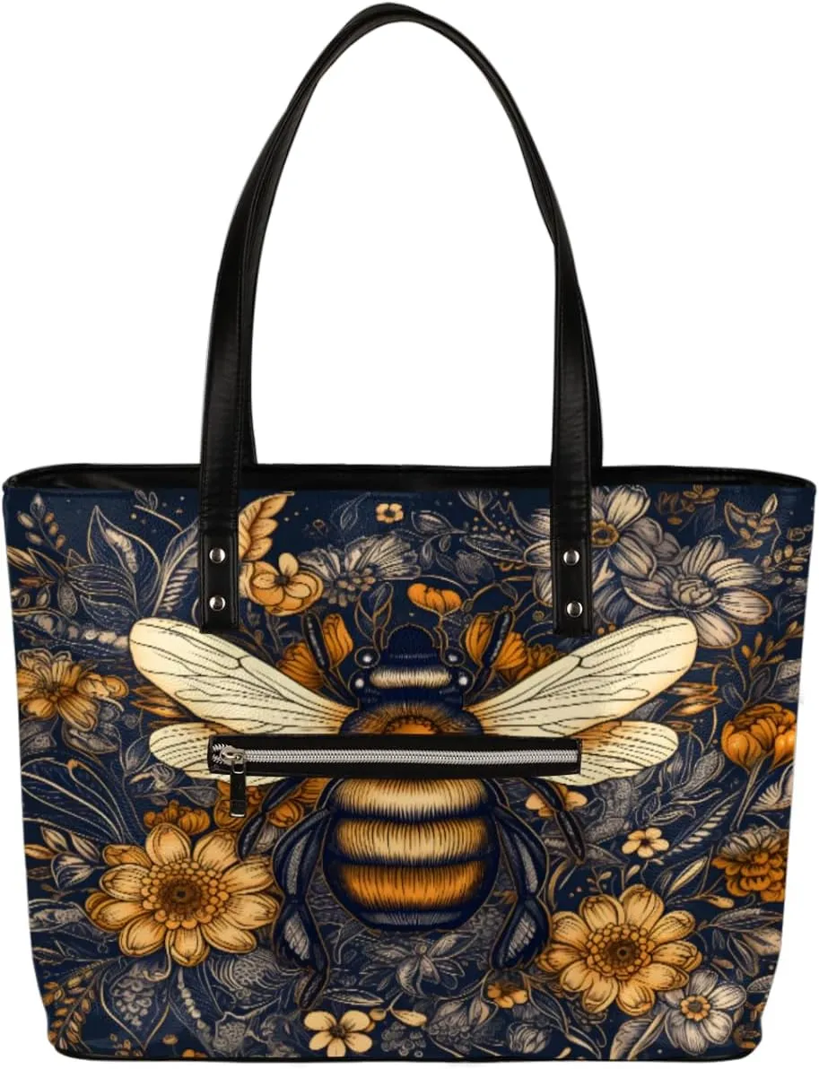 Cheetah Rose Gold Leather Tote Bag for Women, Large Handbag Travel Bag Shopping Carry Multipurpose Laptop Shoulder Bag