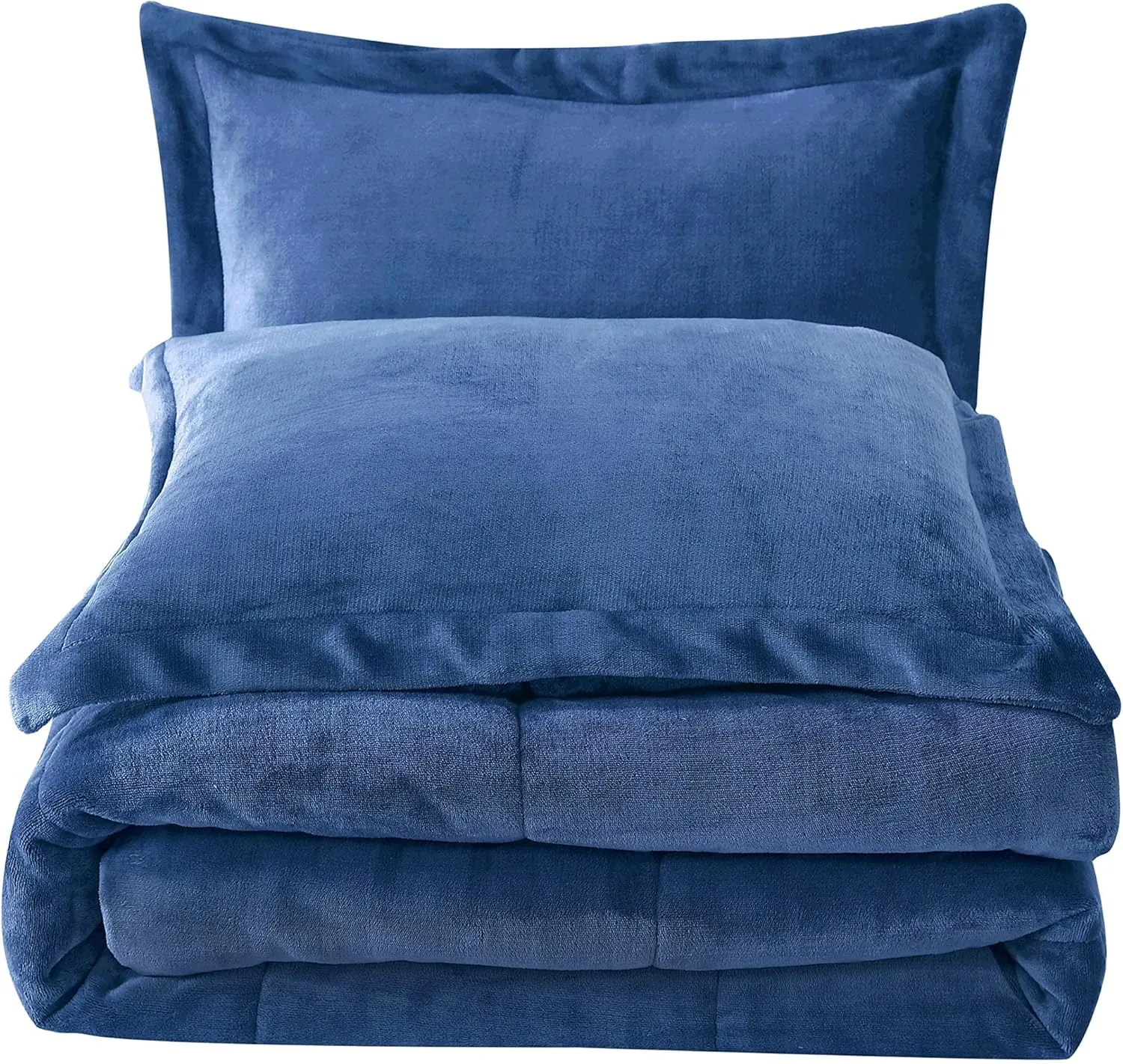 Chezmoi Collection 3-Piece Micromink Sherpa Reversible Down Alternative Comforter Set (King, Navy)