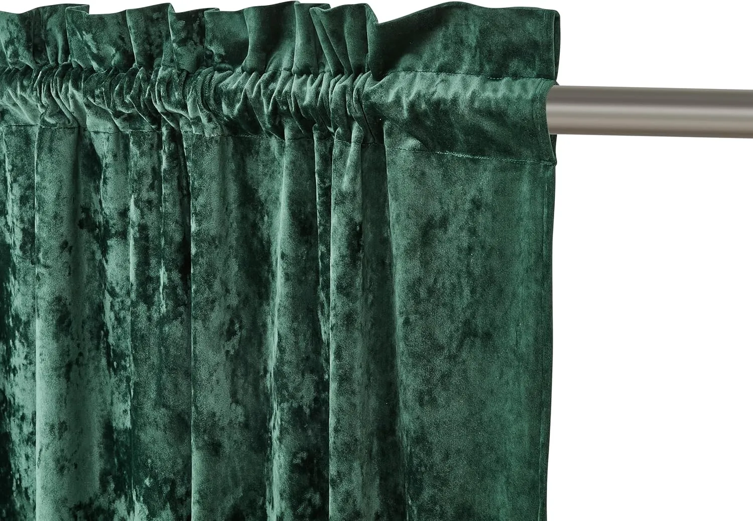 Chezmoi Collection Lux Forest Green Crushed Velvet Curtains 2 Panel Set - 72 inches Long Room Darkening Luxury Distressed Velvet Rod Pocket Window Drapes for Living Room Bedroom 50" W x 72" L