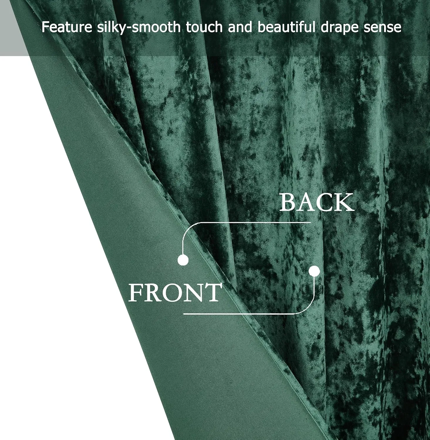 Chezmoi Collection Lux Forest Green Crushed Velvet Curtains 2 Panel Set - 72 inches Long Room Darkening Luxury Distressed Velvet Rod Pocket Window Drapes for Living Room Bedroom 50" W x 72" L