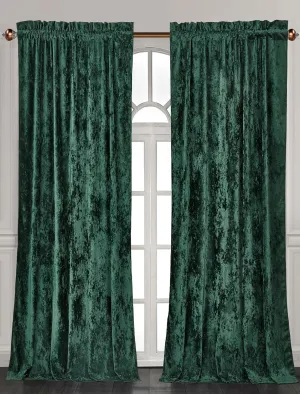 Chezmoi Collection Lux Forest Green Crushed Velvet Curtains 2 Panel Set - 72 inches Long Room Darkening Luxury Distressed Velvet Rod Pocket Window Drapes for Living Room Bedroom 50" W x 72" L