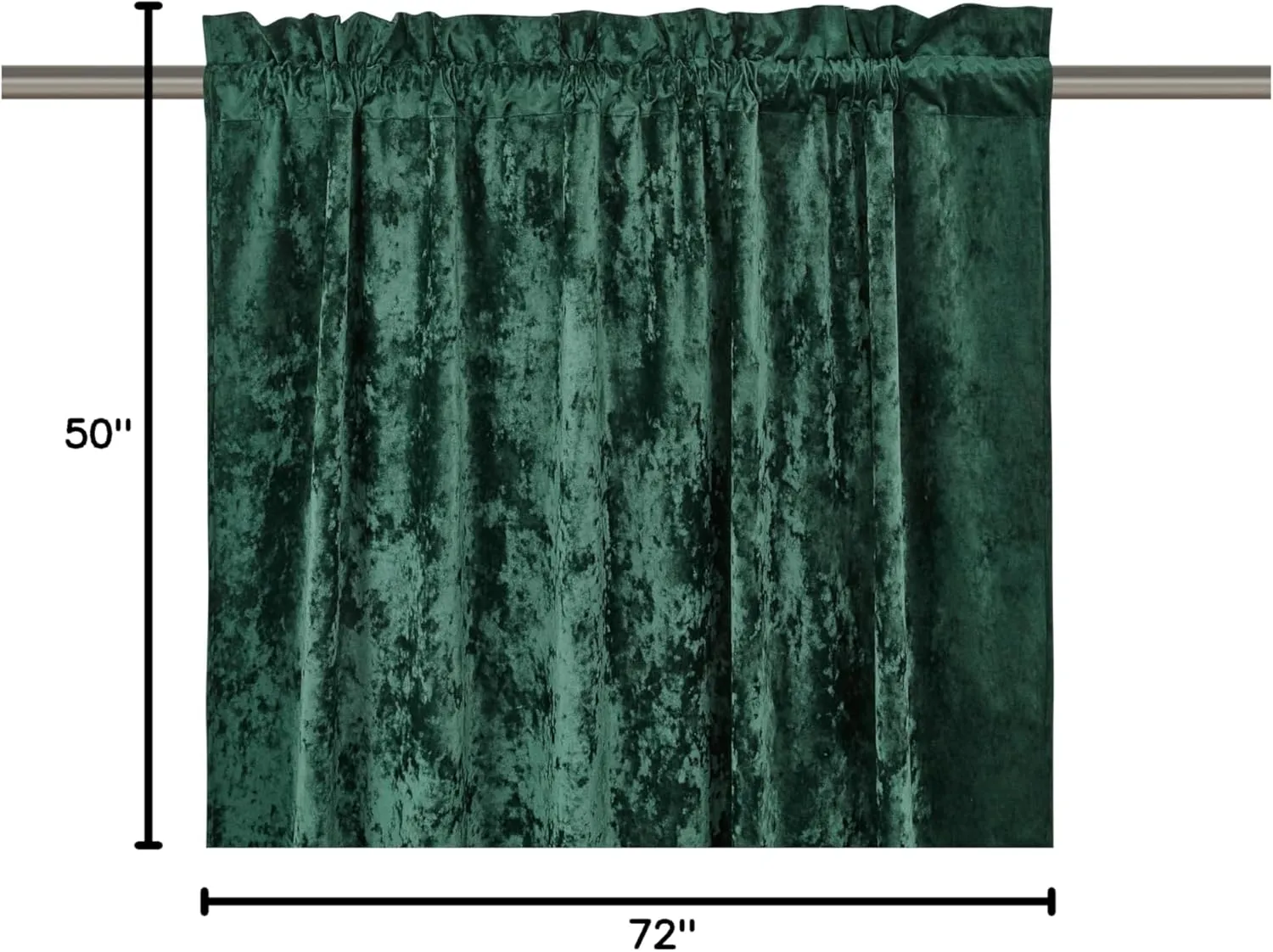Chezmoi Collection Lux Forest Green Crushed Velvet Curtains 2 Panel Set - 72 inches Long Room Darkening Luxury Distressed Velvet Rod Pocket Window Drapes for Living Room Bedroom 50" W x 72" L